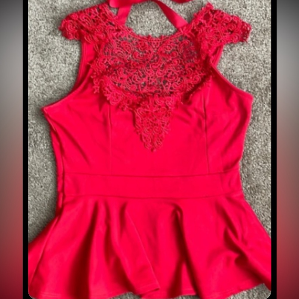 Elegant Red Lace Halter Top